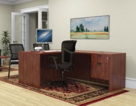 ND23271 - LCS Cherry Laminate L-Shape Desk