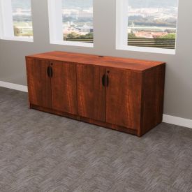 F7465 - Dark Cherry  Credenza with Storage Cabinets