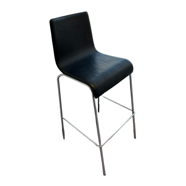 Black Faux Leather Bar Stool